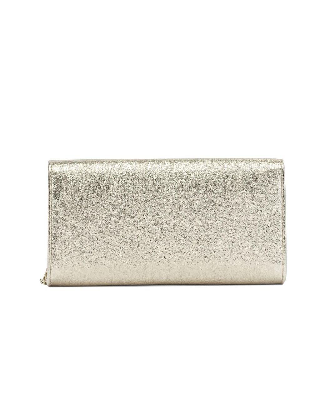 Jimmy Choo Natural Emmie Glitter Clutch Bag