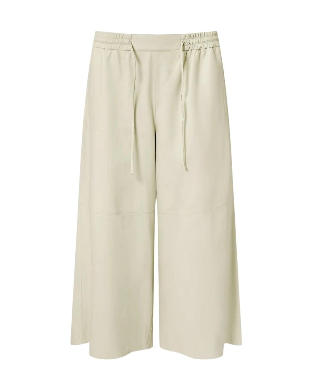 Yves Salomon Natural Drawstring Leather Trousers