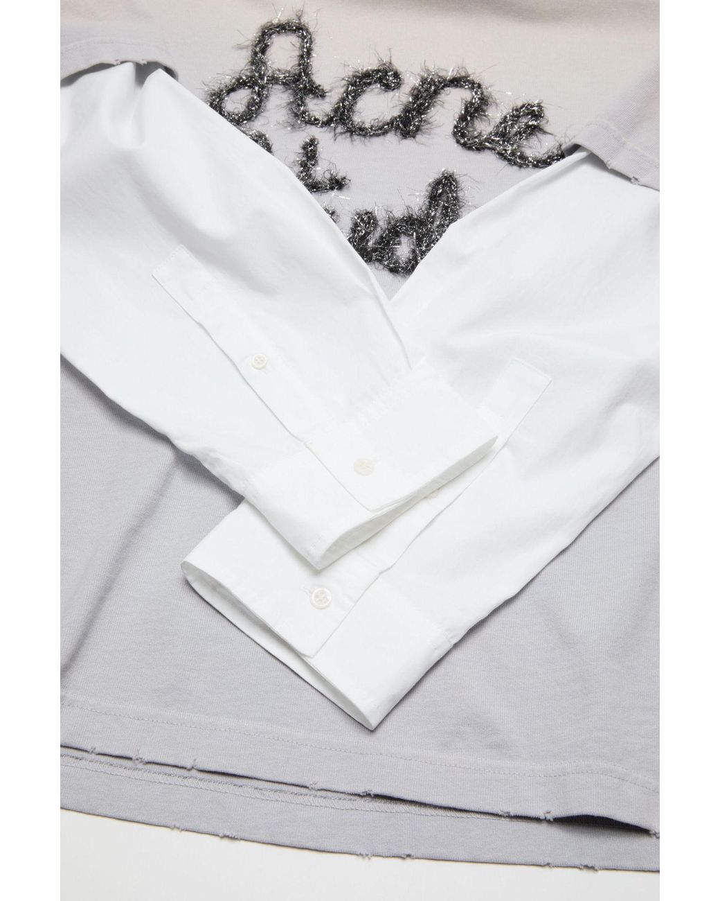 Acne White Layered Logo T-Shirt for men