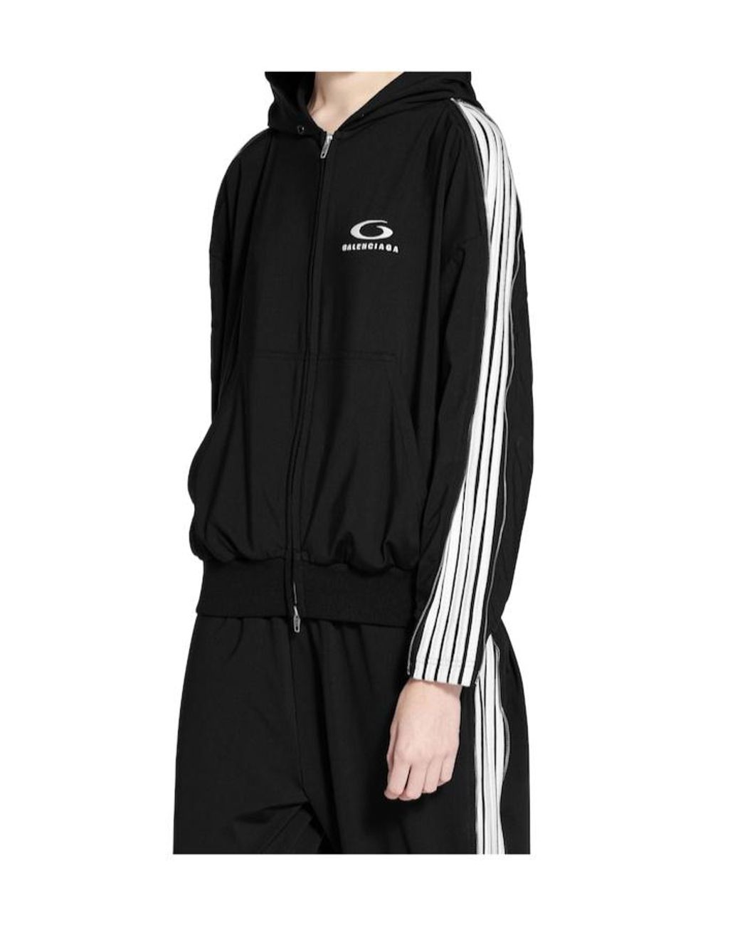 Balenciaga Black Zipped Zip-Up Hoodie for men