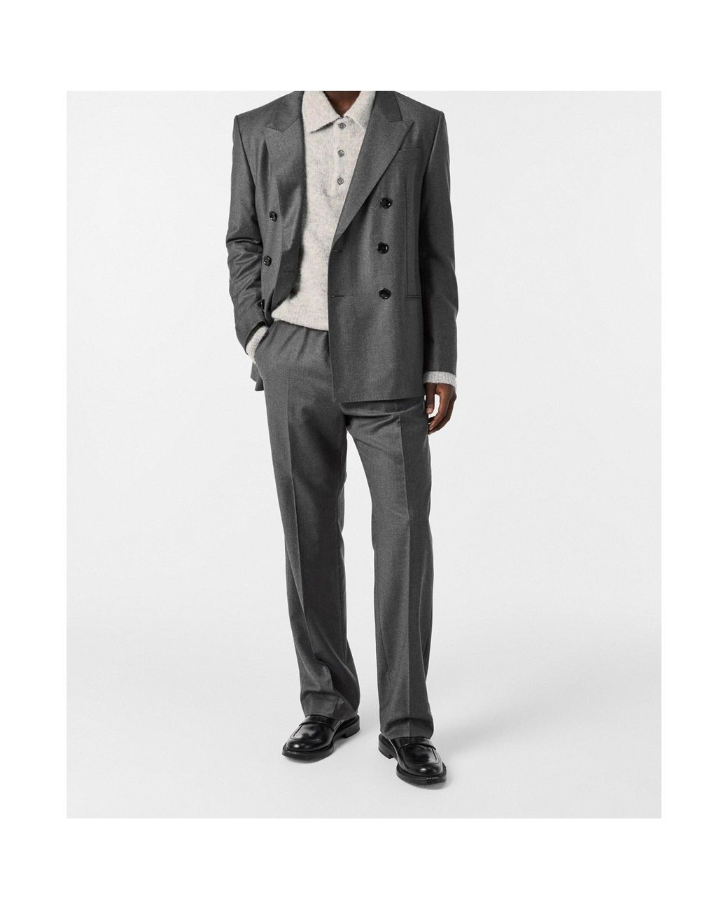 AMI Gray Straight Leg Trousers for men