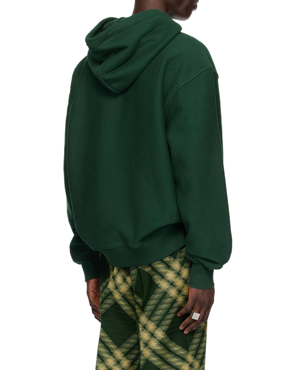 Burberry Green Long Sleeved Drawstring Hoodie for men