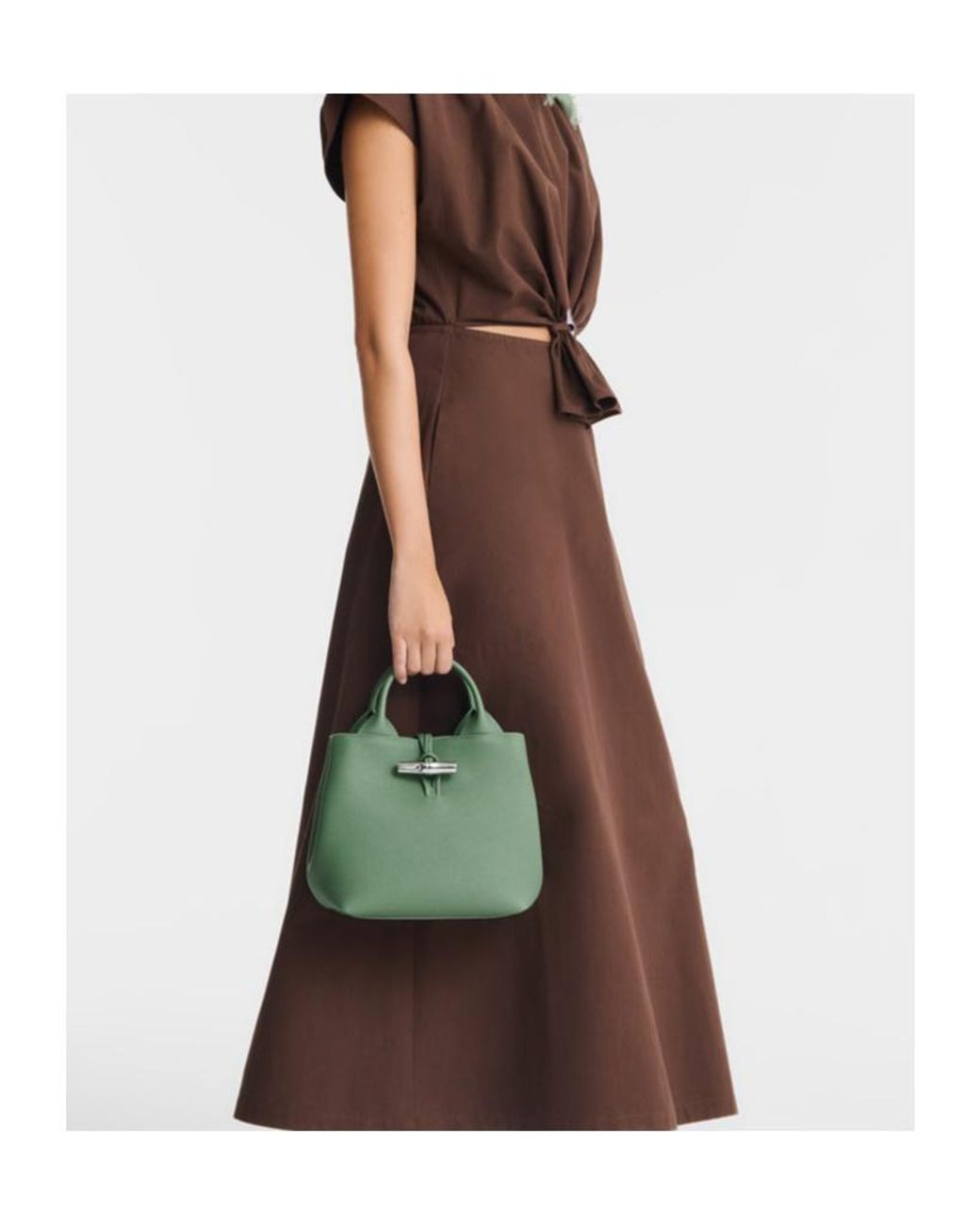Longchamp Green Le Roseau S Top Handle Bag