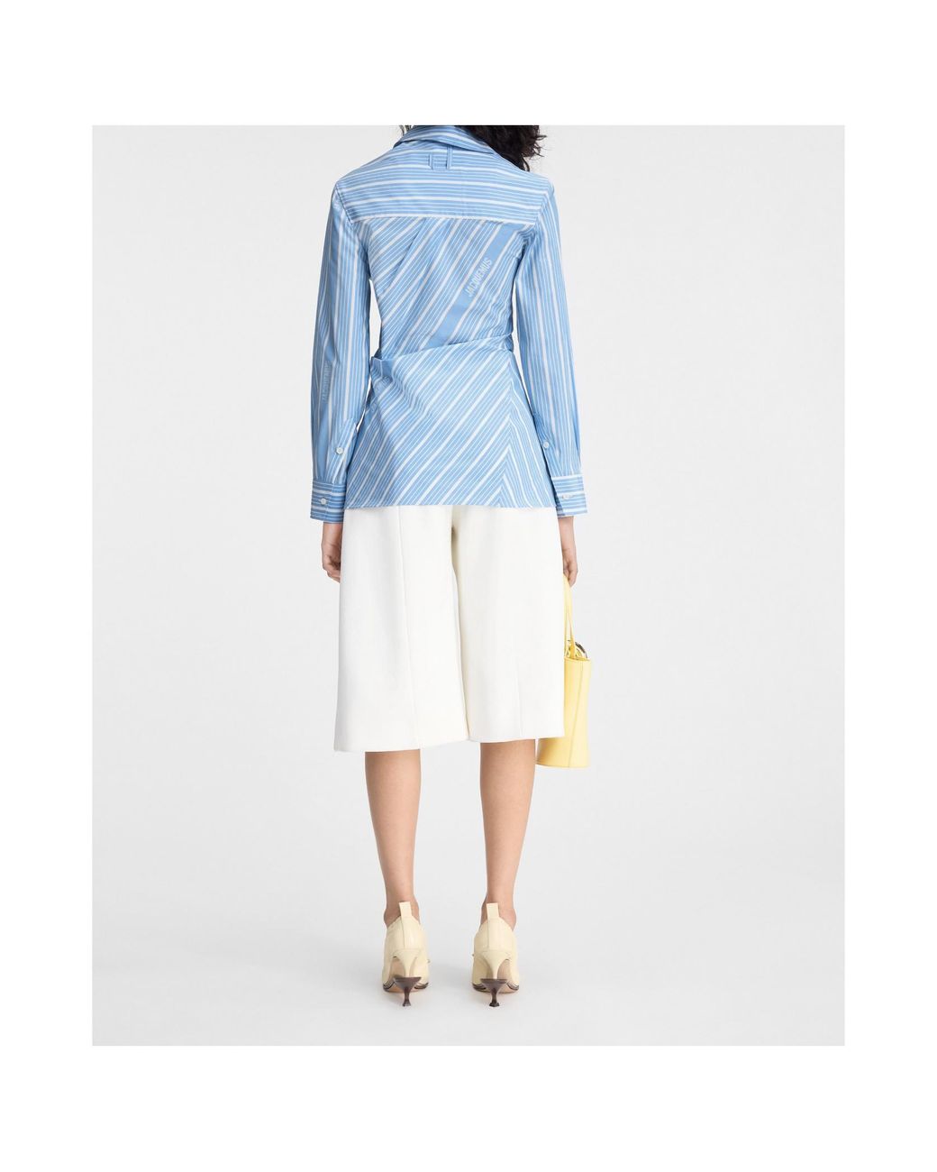 Jacquemus Blue Pablo Striped Asymmetric Hem Shirt