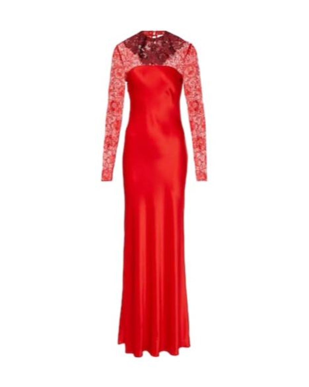 Rodarte Red Lace-Trimmed Silk-Blend Satin Gown