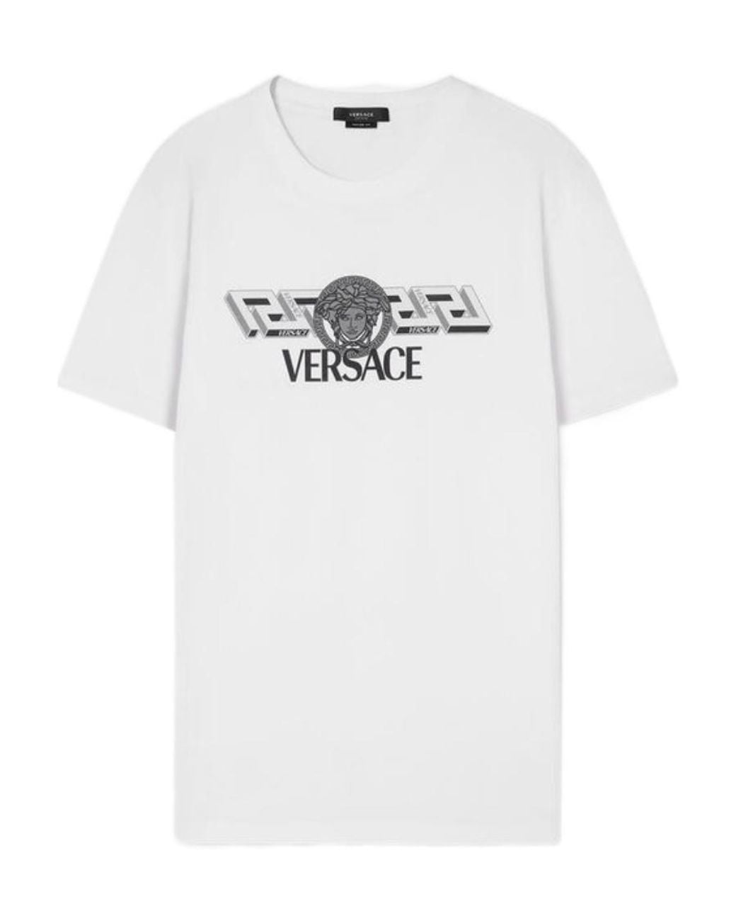 Versace White Logo-Print T-Shirt for men