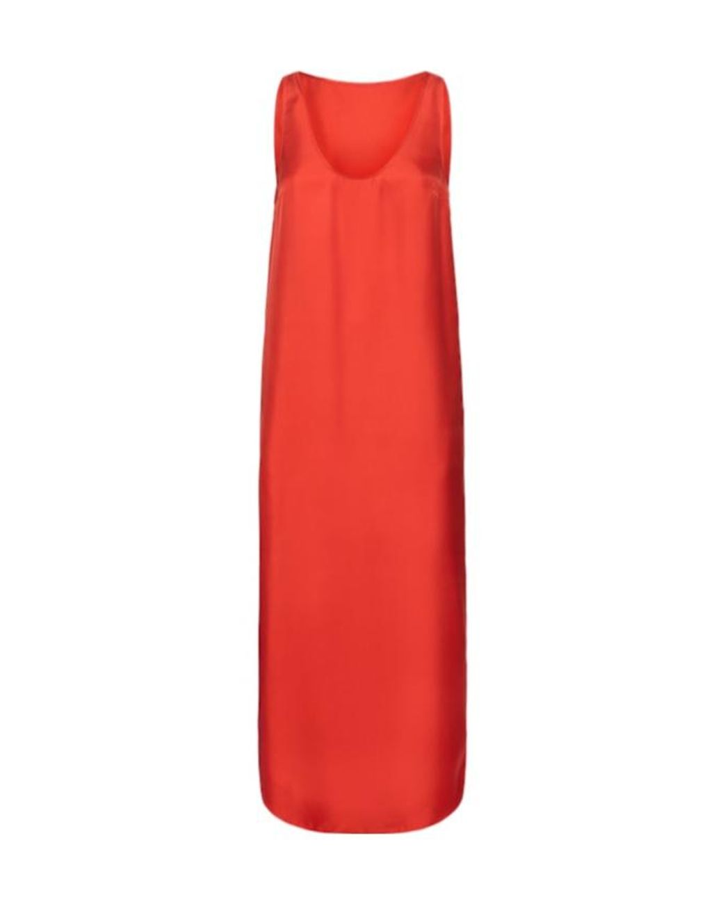 Loulou de Saison Red Nada Scoop Neckline Silk Long Dress