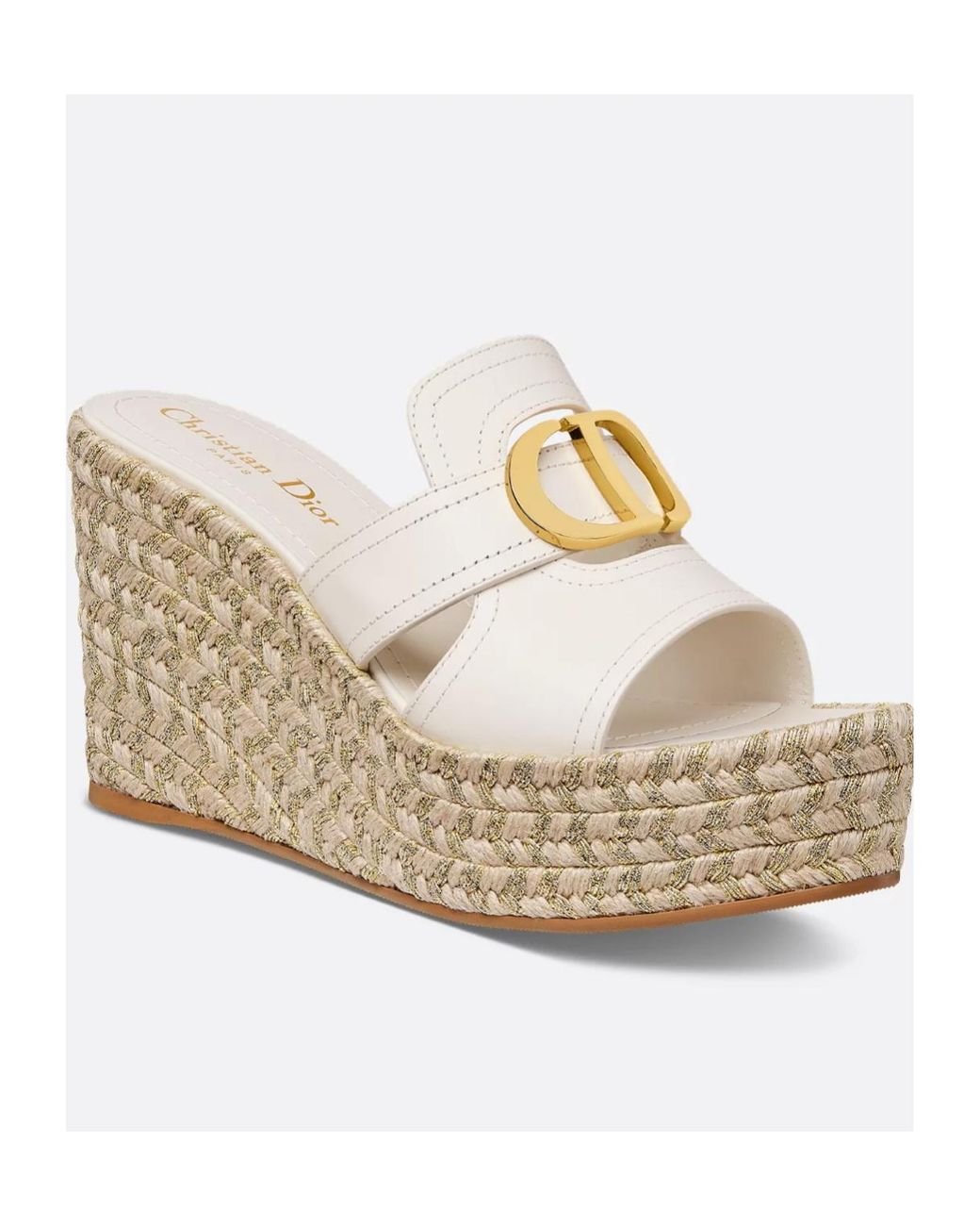 Dior 30 Montaigne Wedge Slide in White | Lyst