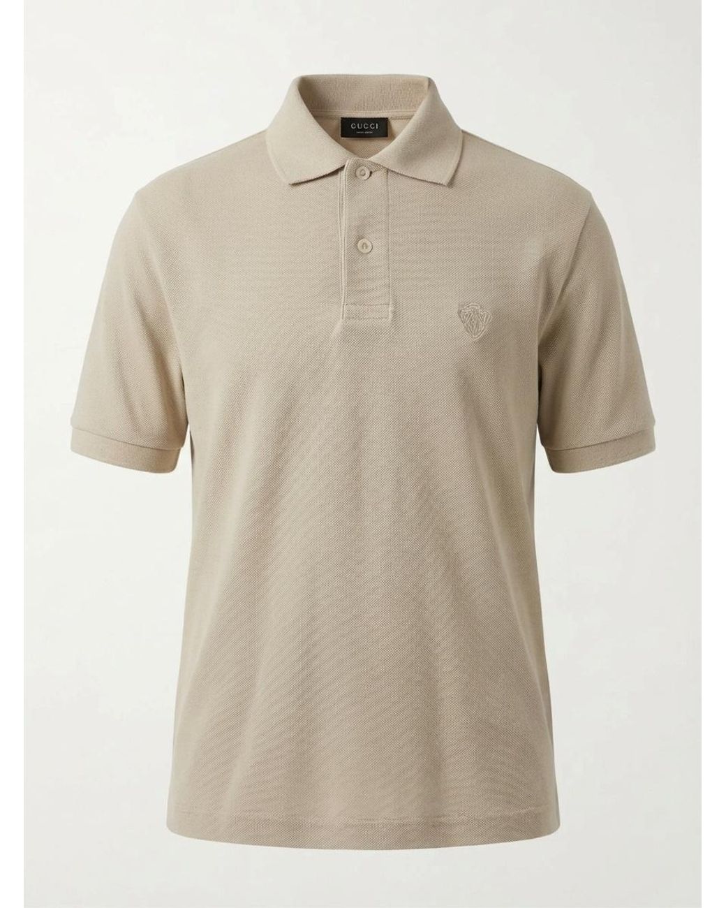 Gucci Natural Cotton Piquet Polo Shirt With Embroidery for men