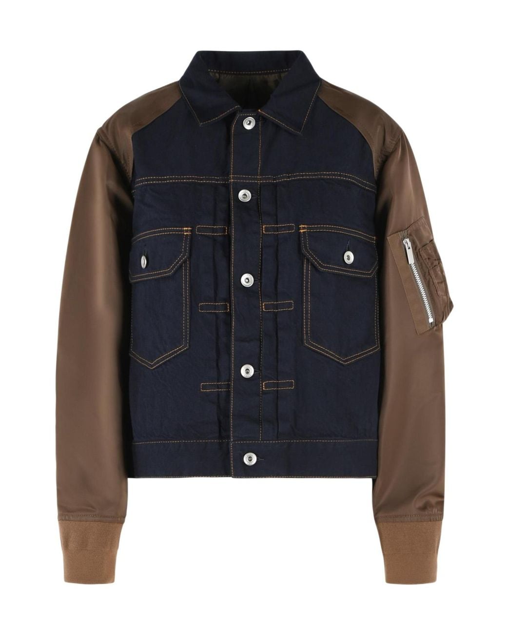 Sacai Blue Panelled Button-Up Jacket