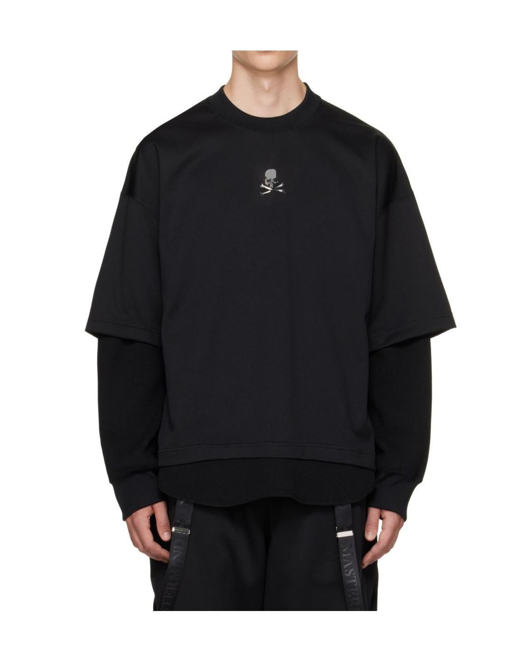 Mastermind Japan Black Layered-Look Pullover Sweatshirt for men