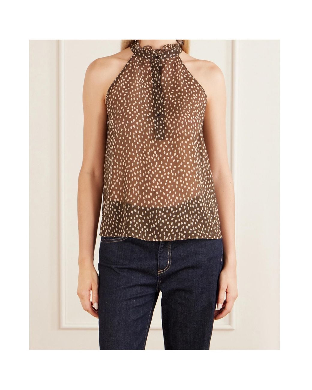 Nili Lotan Brown Printed Top