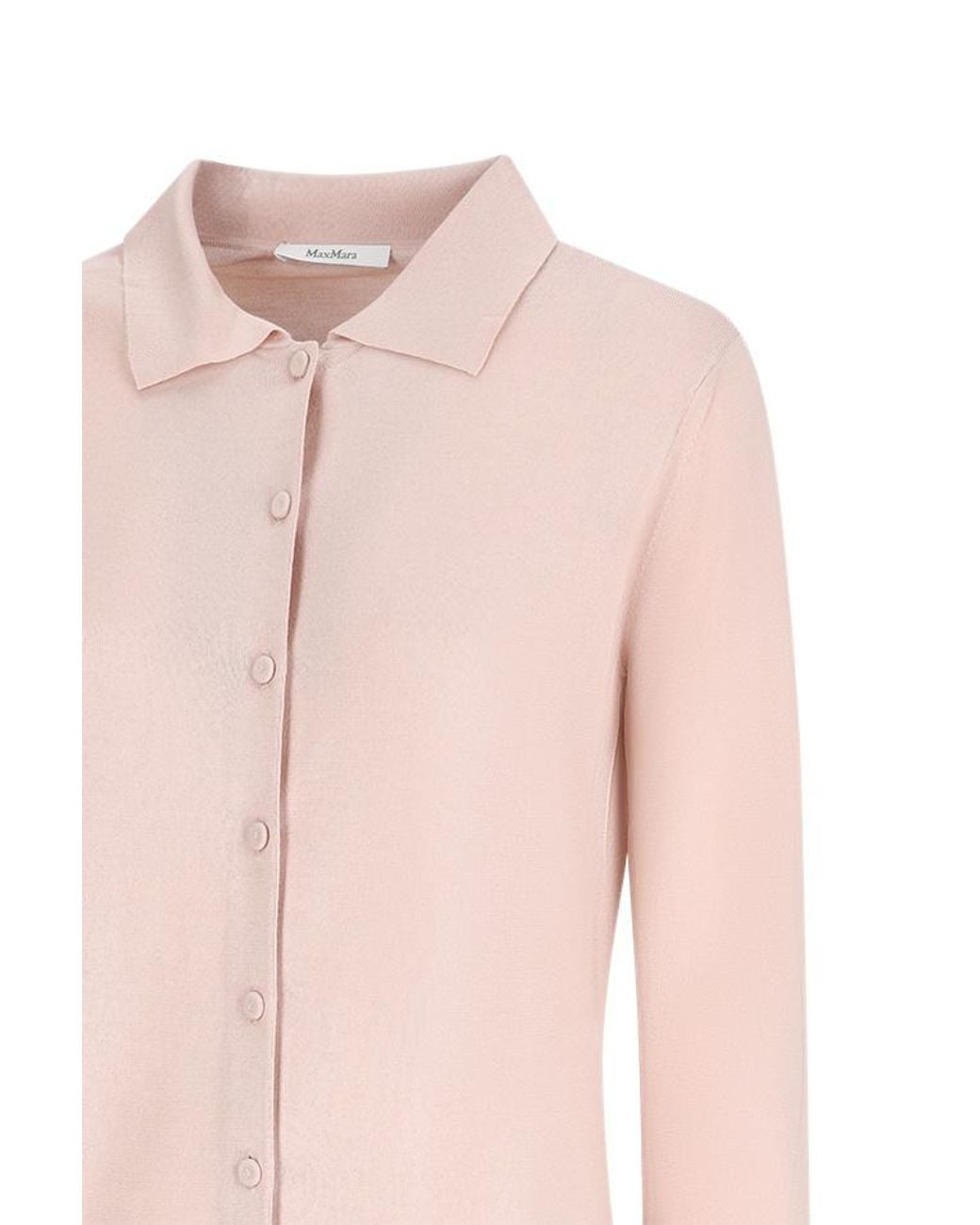 Max Mara Pink Buttoned Collared Cardigan