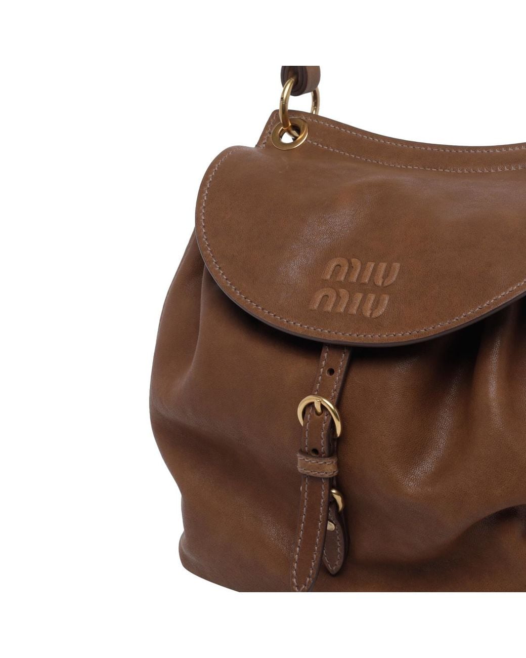 Miu Miu Brown Logo Backpack