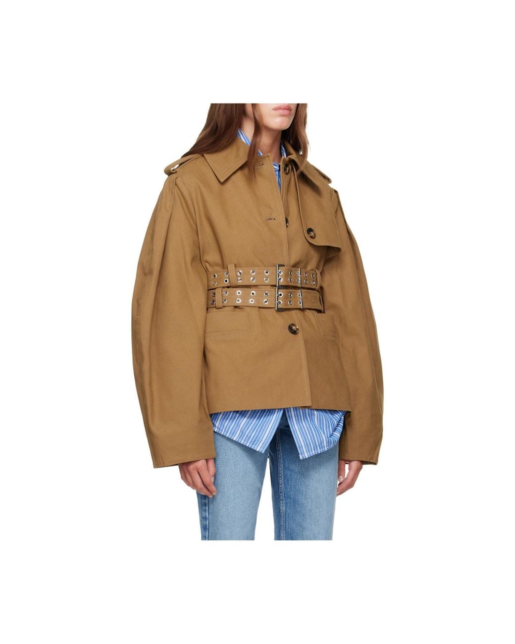 Ganni Brown Ermine Belted Jacket