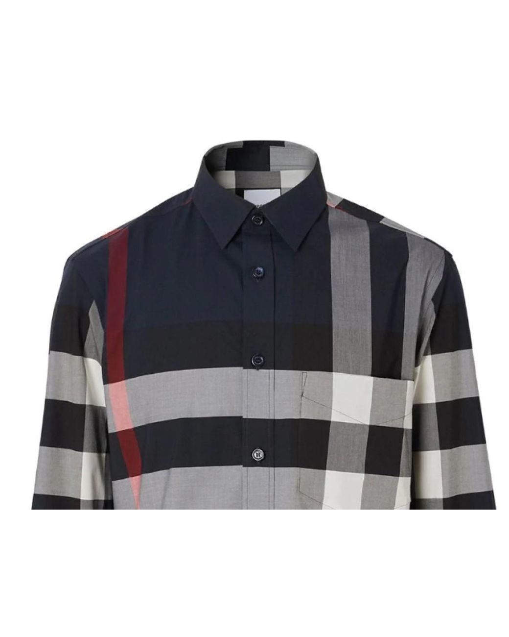 Burberry Blue Checked Stretched Poplin Shirt for men