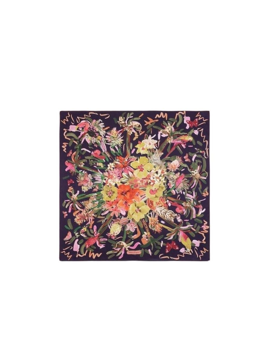 Ferragamo Multicolor Printed Square Silk Scarf