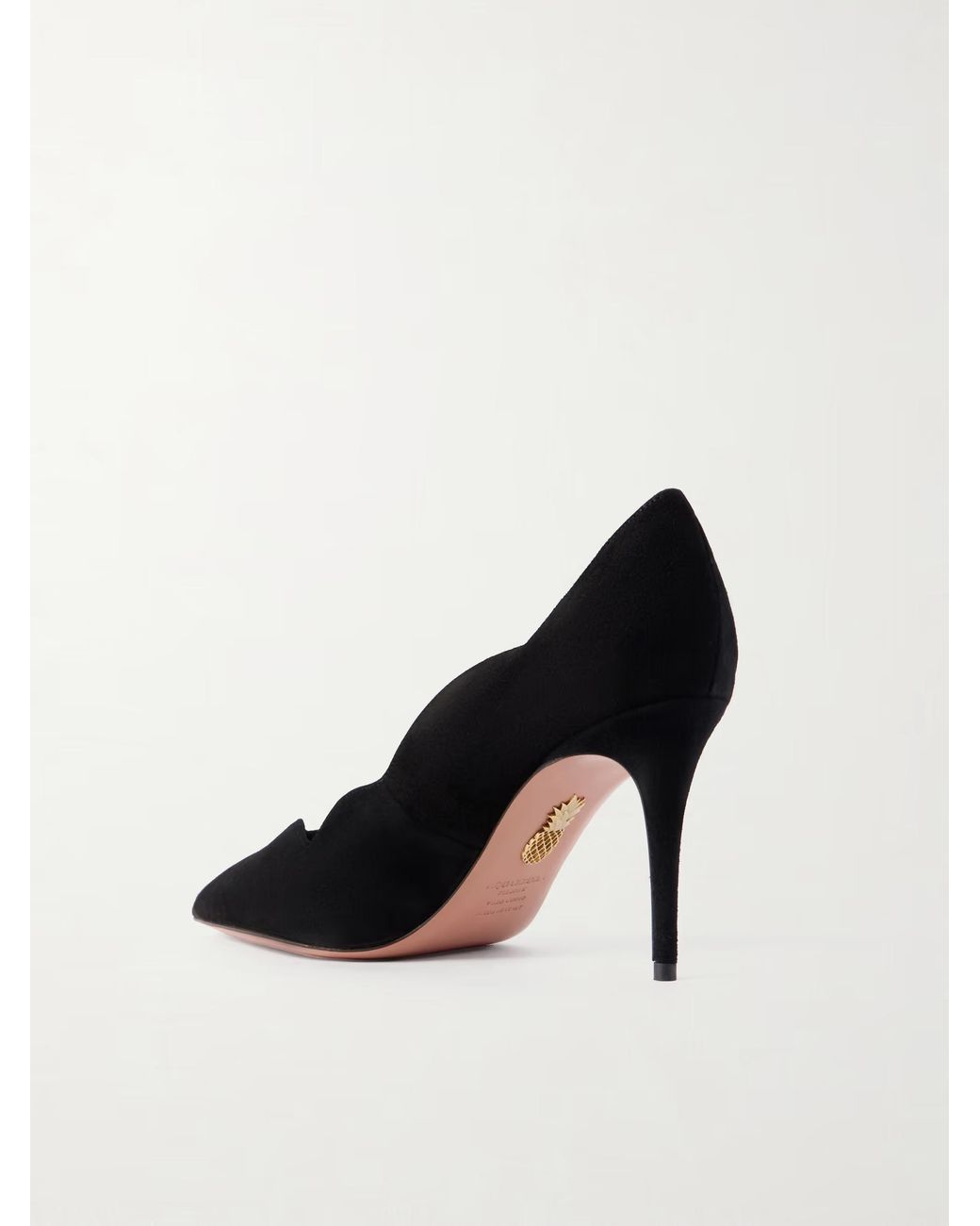 Aquazzura Black Fan-Shaped Suede High Heels