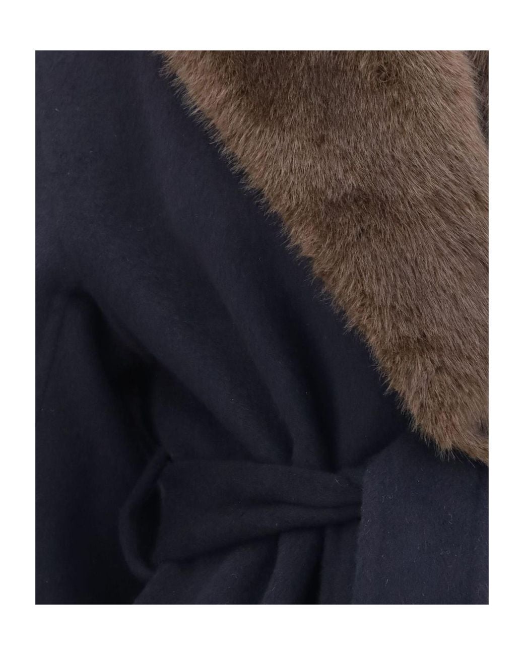 P.A.R.O.S.H. Blue P.A.R.O..H. Belted Fur-Collar Coat