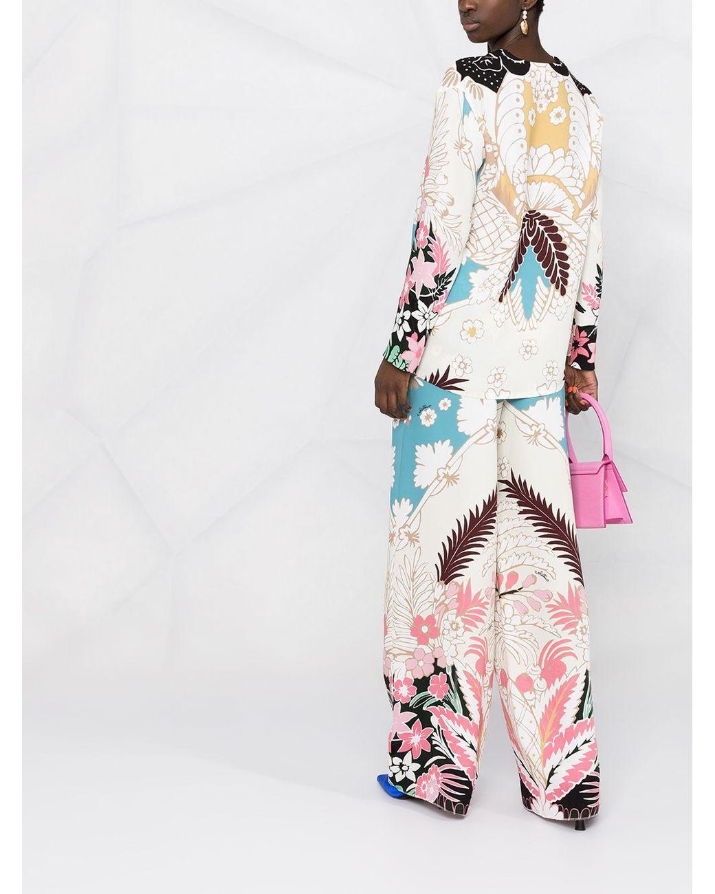 Valentino White Abstract Pattern Print Blouse