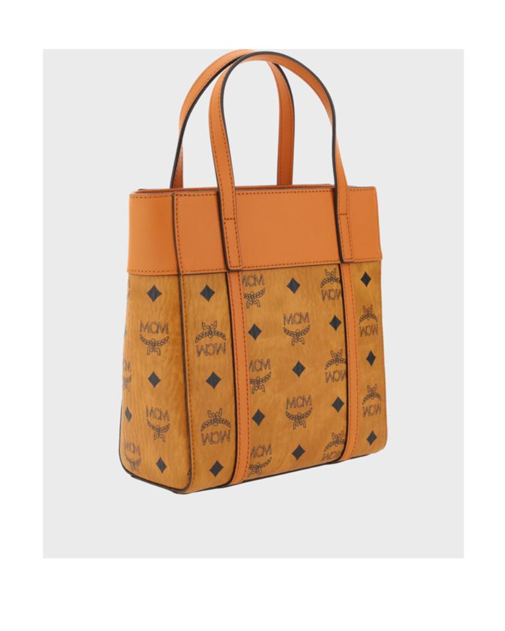MCM Brown Aren Logo Detailed Mini Tote Bag