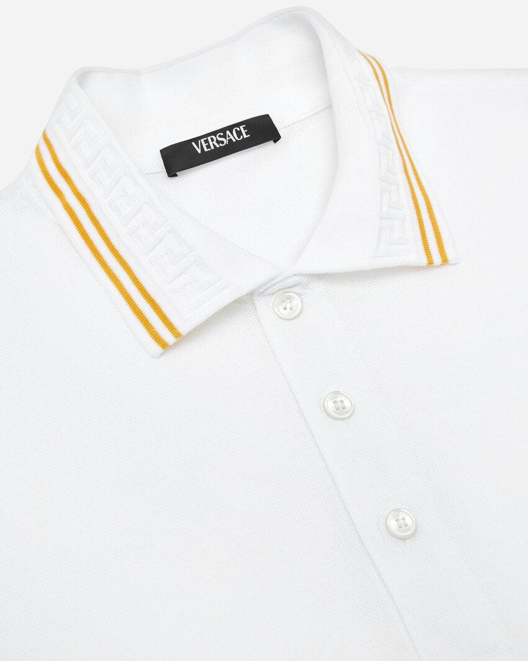Versace White Medusa-Embroidered Short-Sleeved Polo Shirt for men