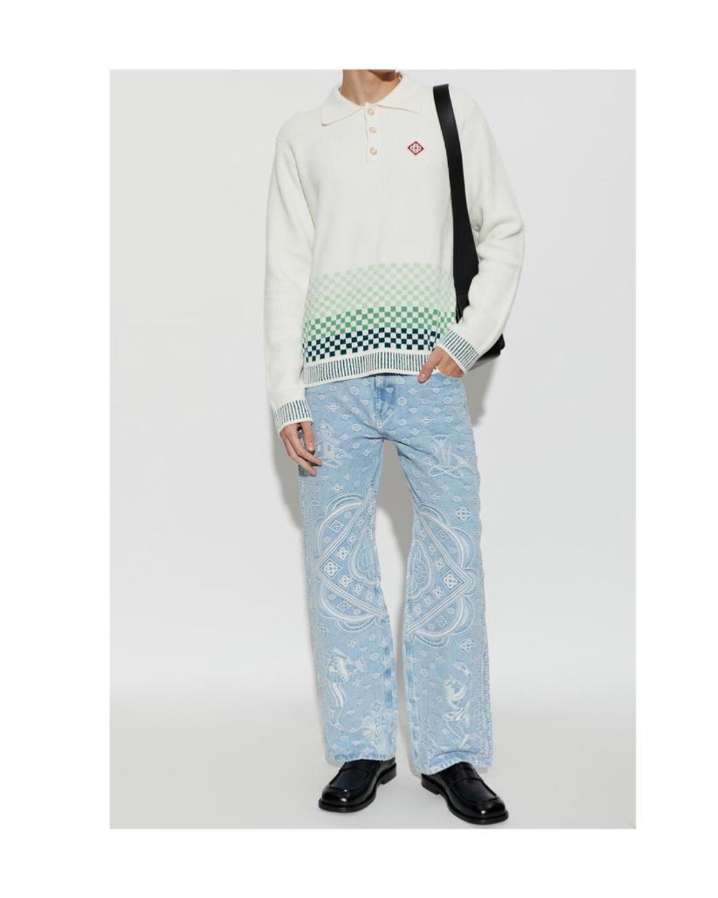Casablanca Blue Carpet Jacquard Baggy Denim Jeans for men
