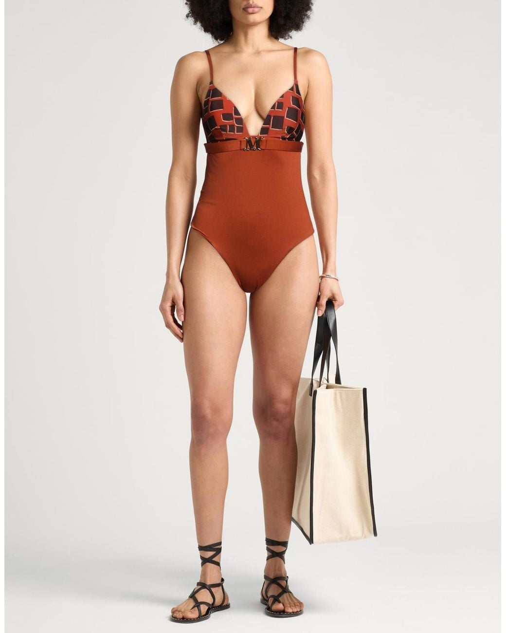 Max Mara Brown Two-Tone Swimsuit