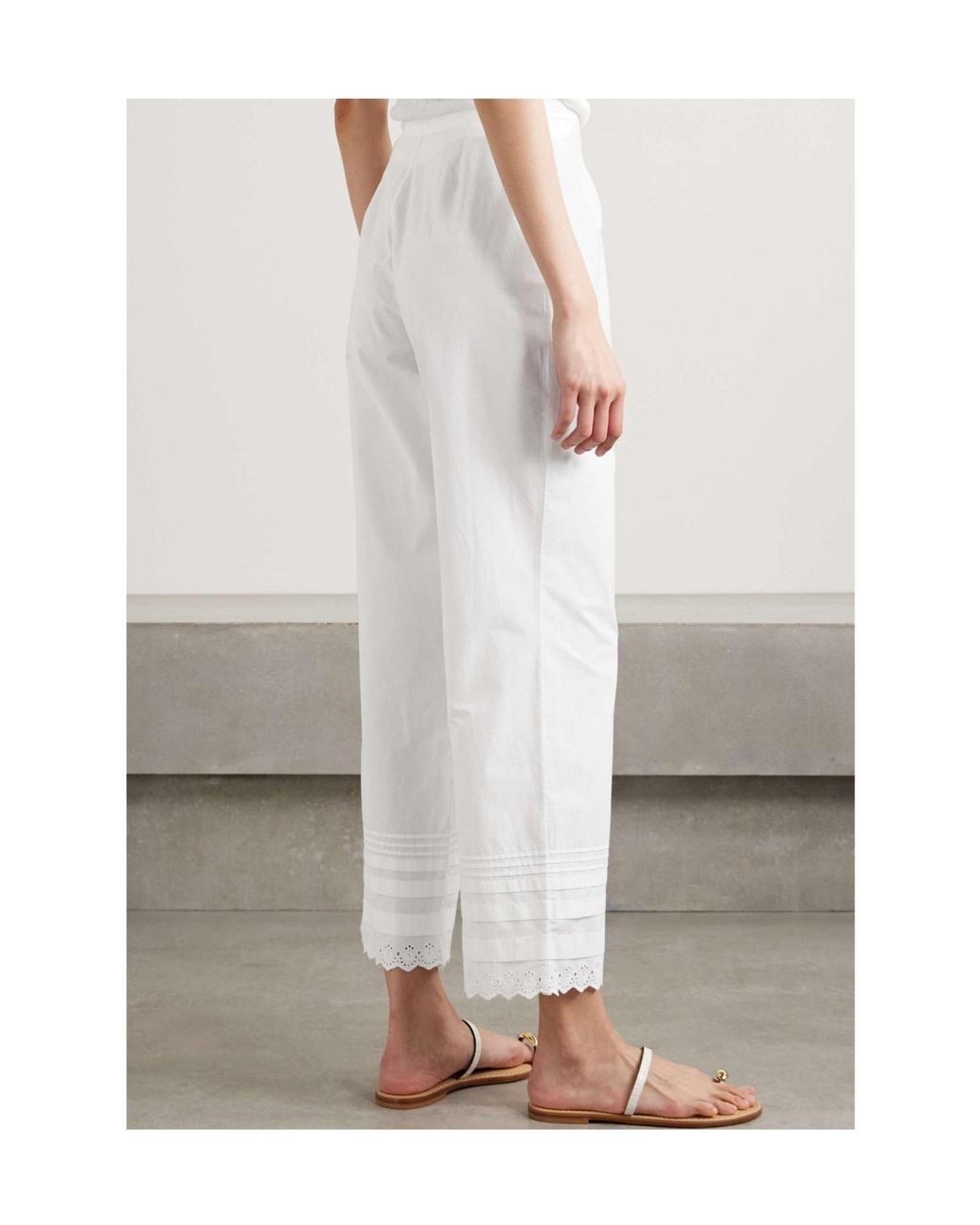 Doen White Francisca Embroidered Casual Pants