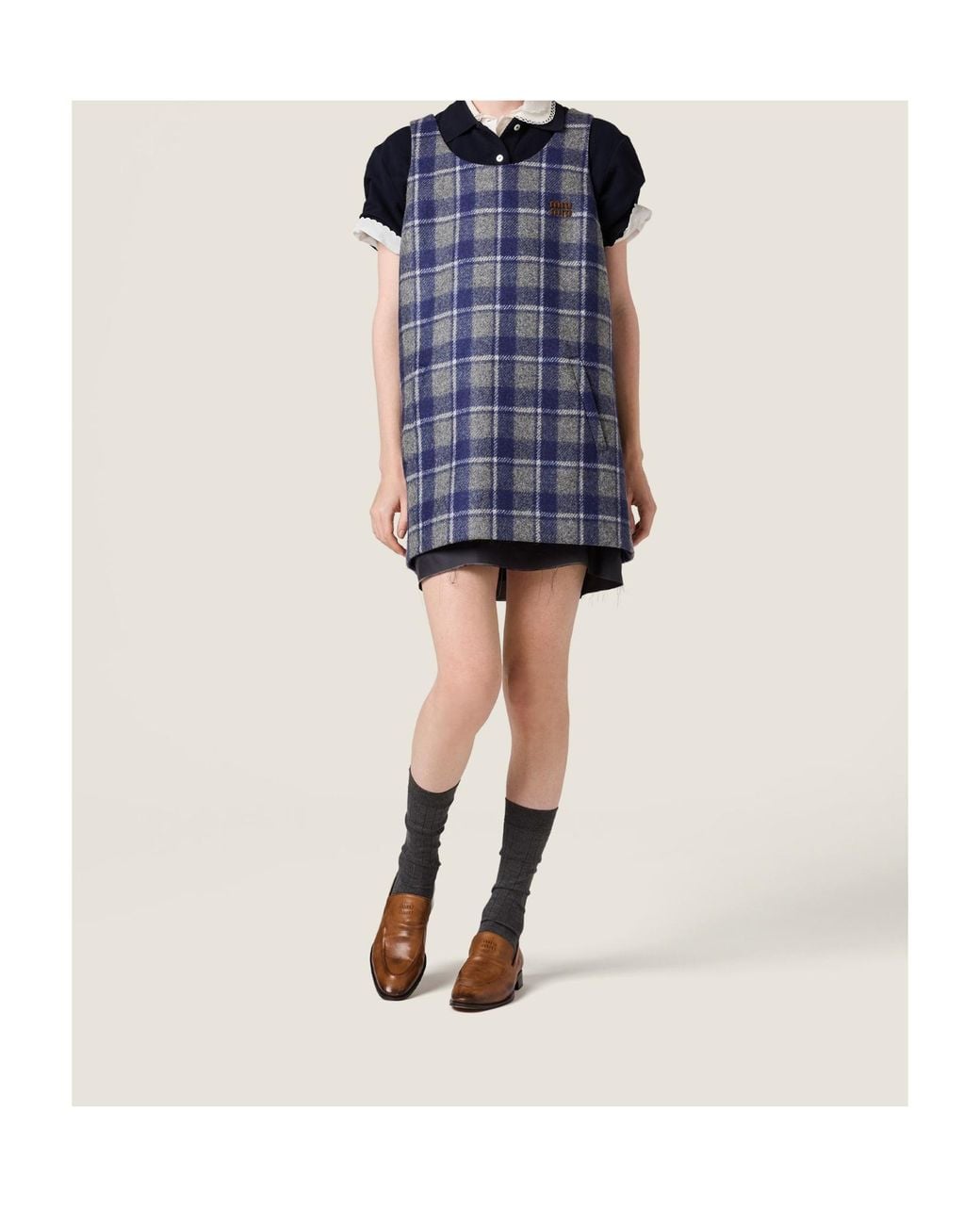 Miu Miu Blue Plaid Mini Dress