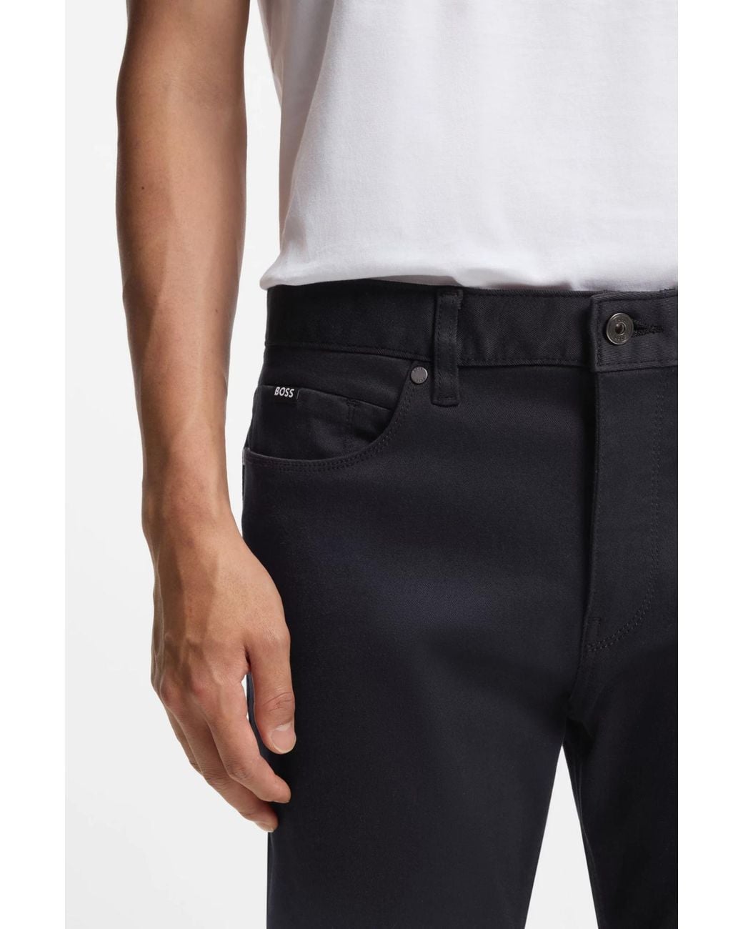 Boss Blue Delaware Logo-Patch Jeans for men