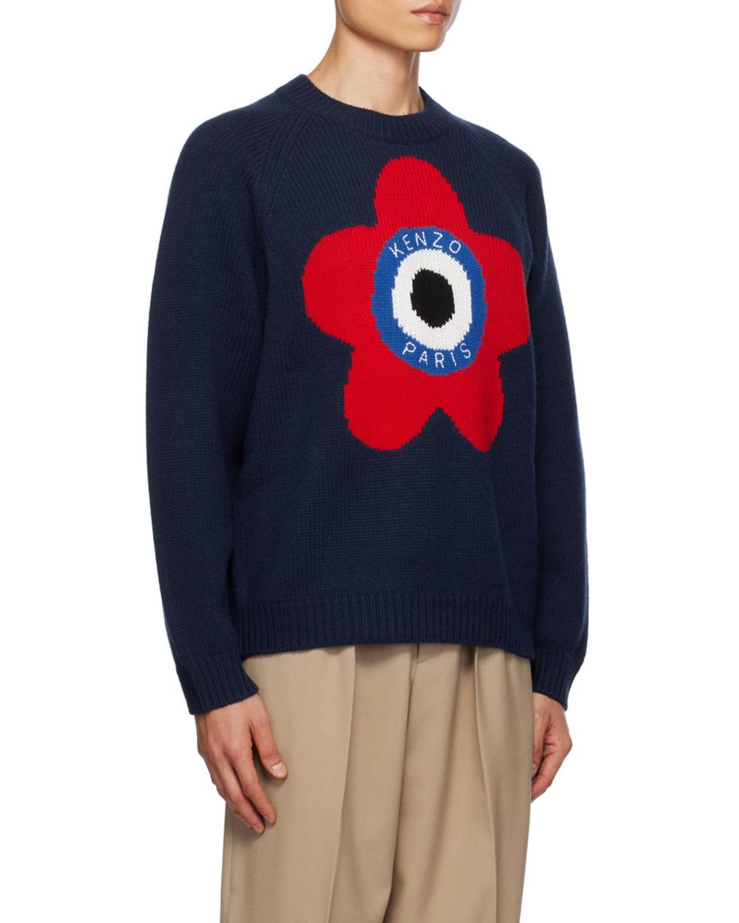 KENZO Blue Target Crewneck Knitted Jumper for men