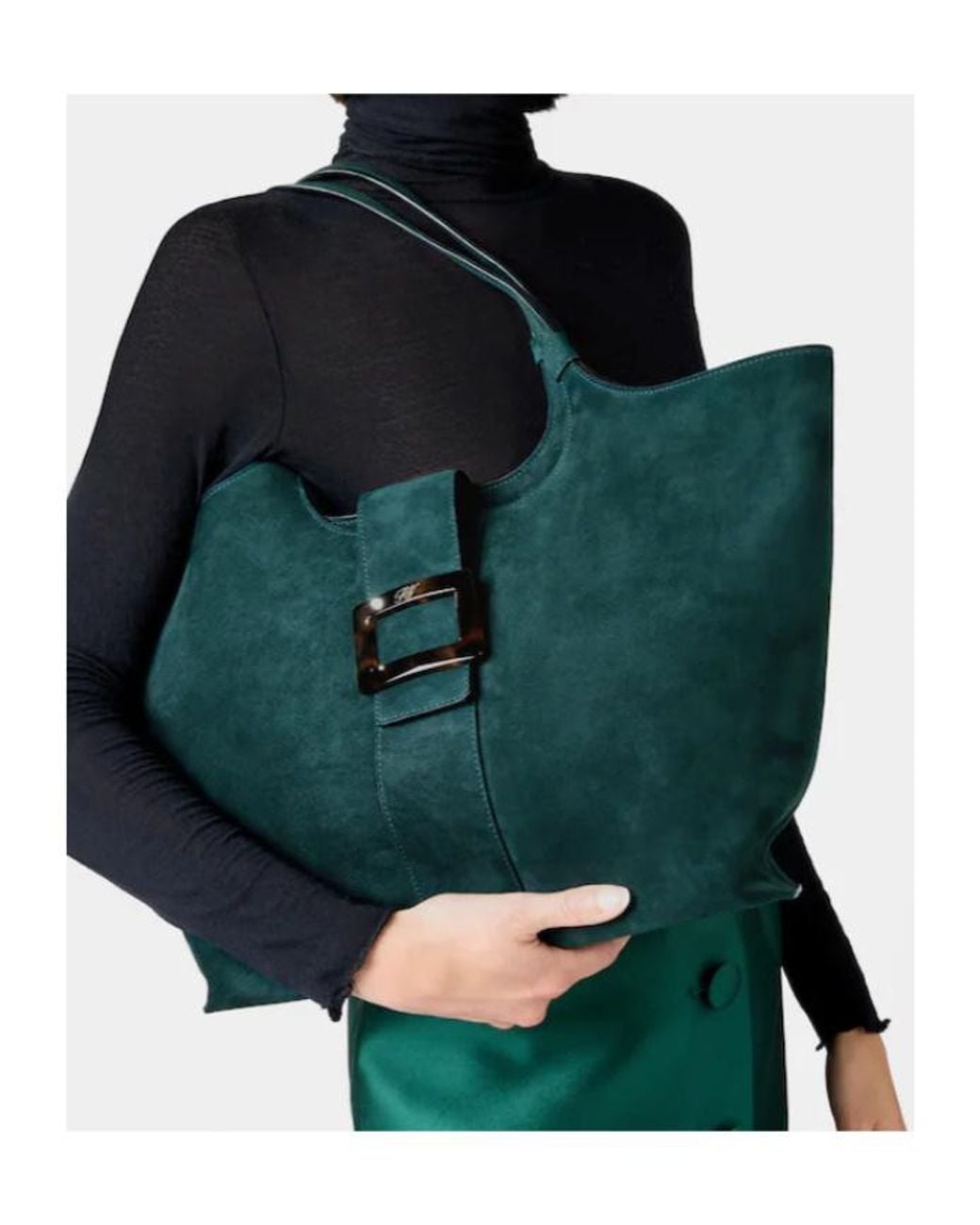 Roger Vivier Green Belle Vivier Medium Shopping Bag