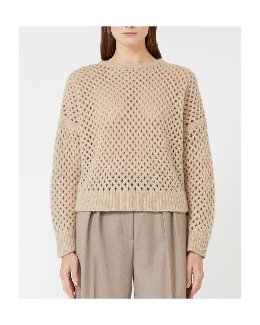 Max Mara Natural Essen Perforated Crewneck Jumper