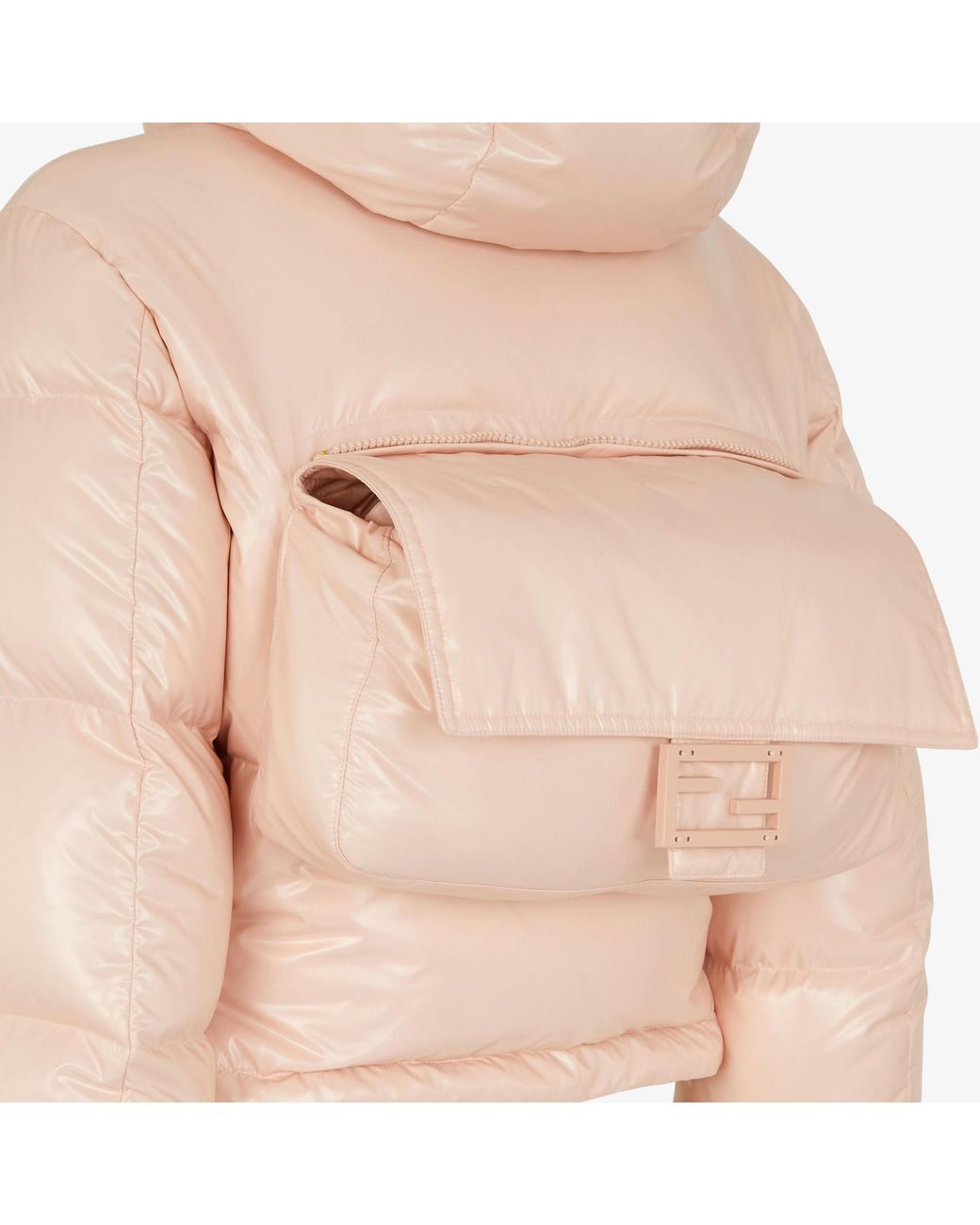 Fendi Pink Cropped Zip-Up Padded Jacket