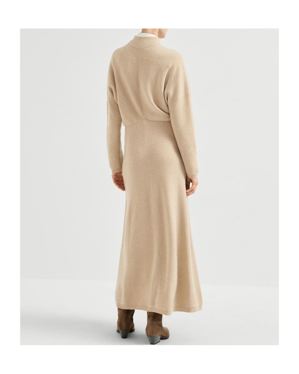 Brunello Cucinelli Natural Long-Sleeved Dress