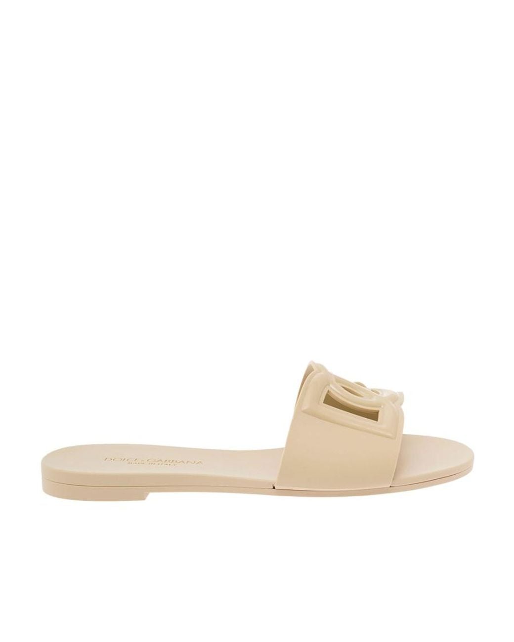 Dolce & Gabbana Natural Logo Cut-Out Open-Toe Slides