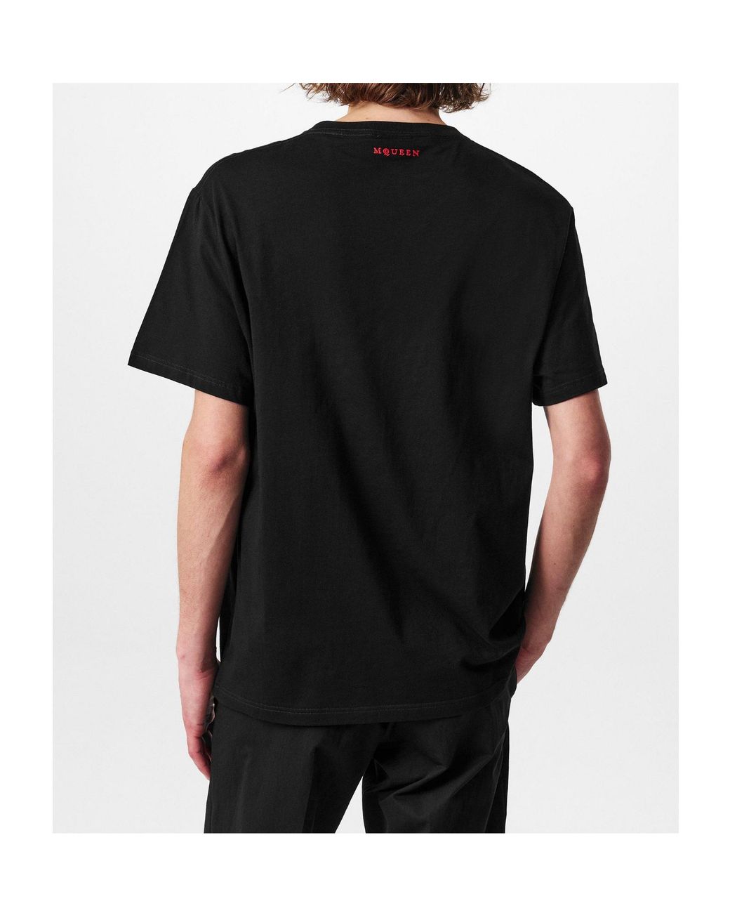 McQueen Black Crew Neck Short Sleeve Tee for men