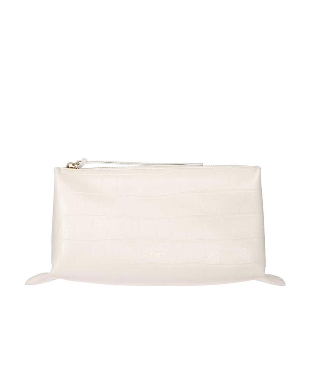 Jil Sander Natural Embossed Logo Printed Crossbody Bag