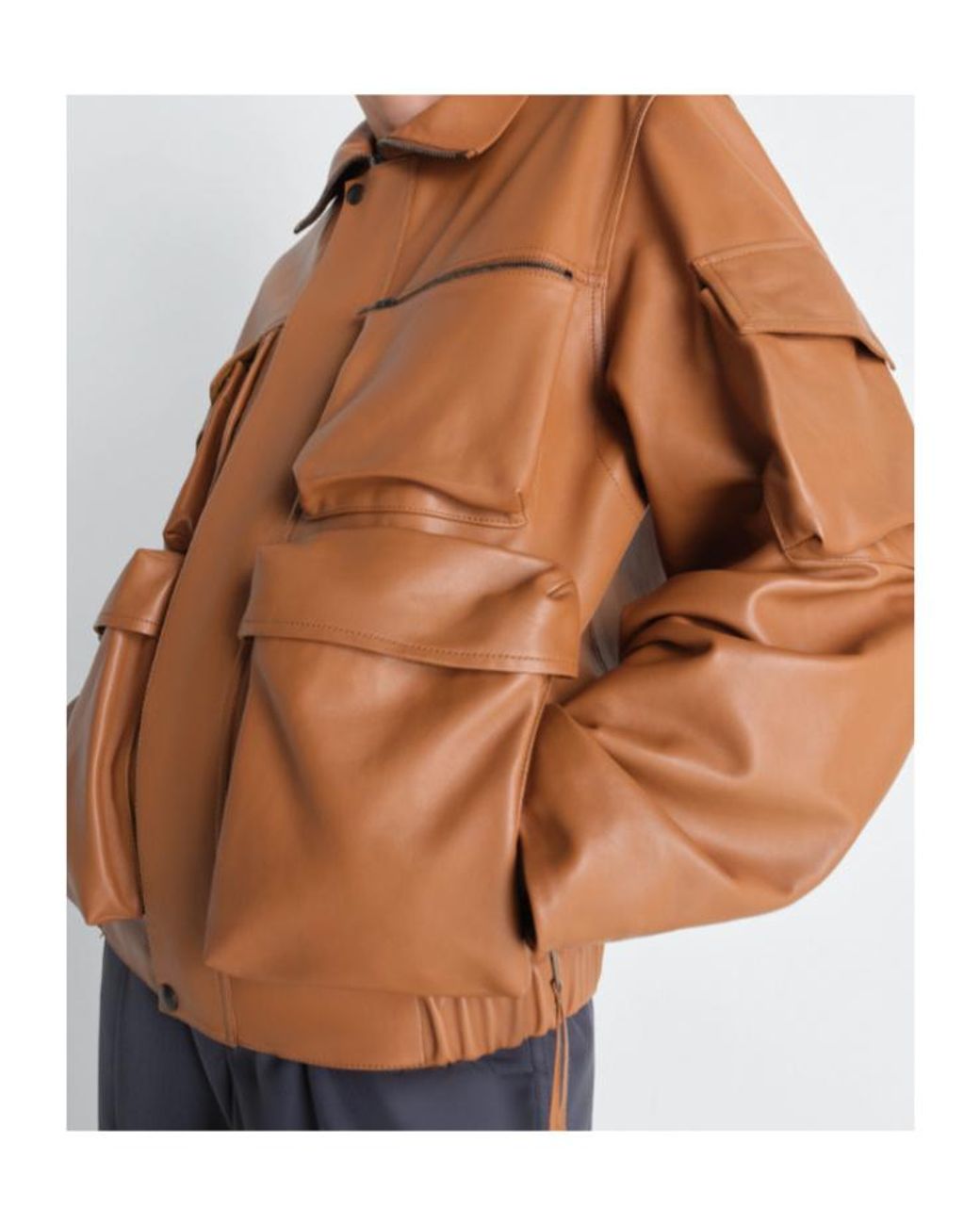 Lemaire Brown Multipocket Leather Jacket for men