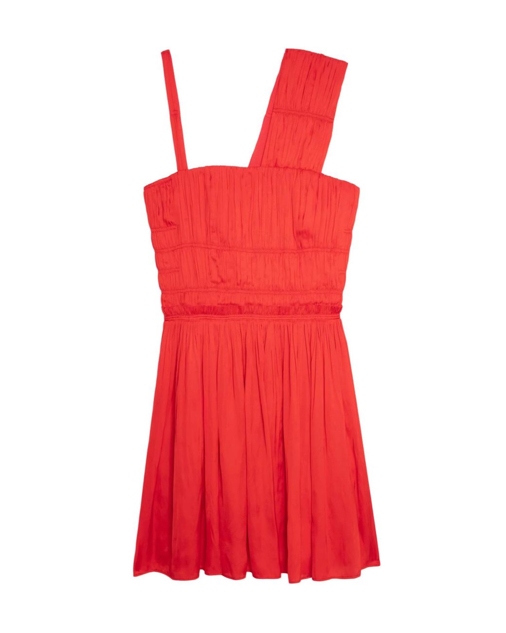 Zadig & Voltaire Red Roselie Satin Pleated Dress