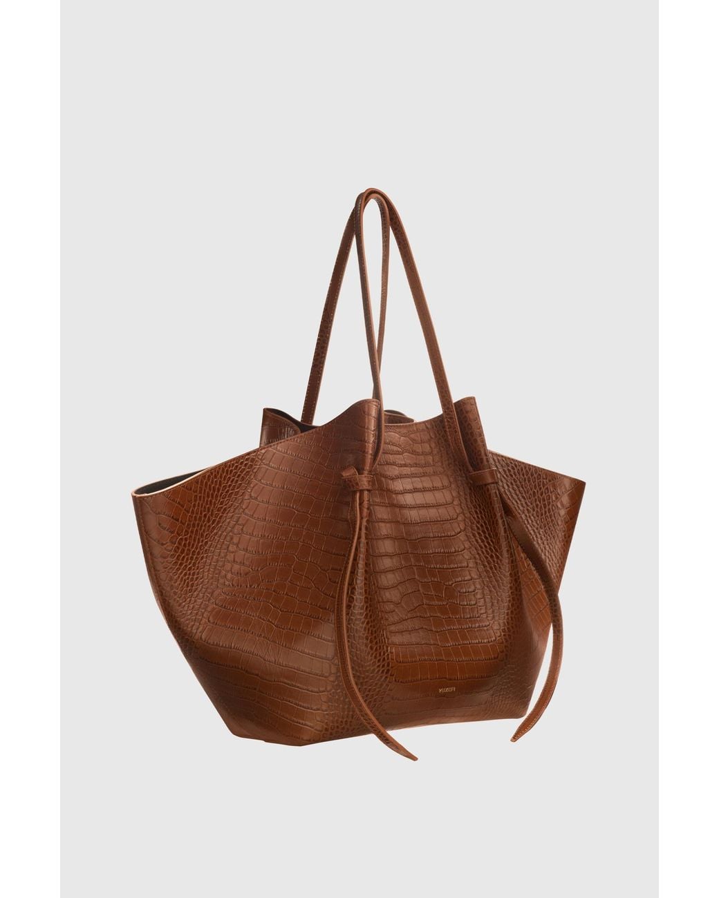Yuzefi Brown Xl Mochi Croc-Effect Calf Leather Tote Bag