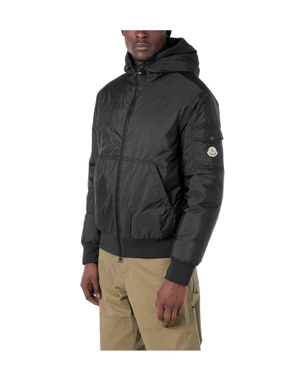 Moncler Black Solid Bomber Jacket for men