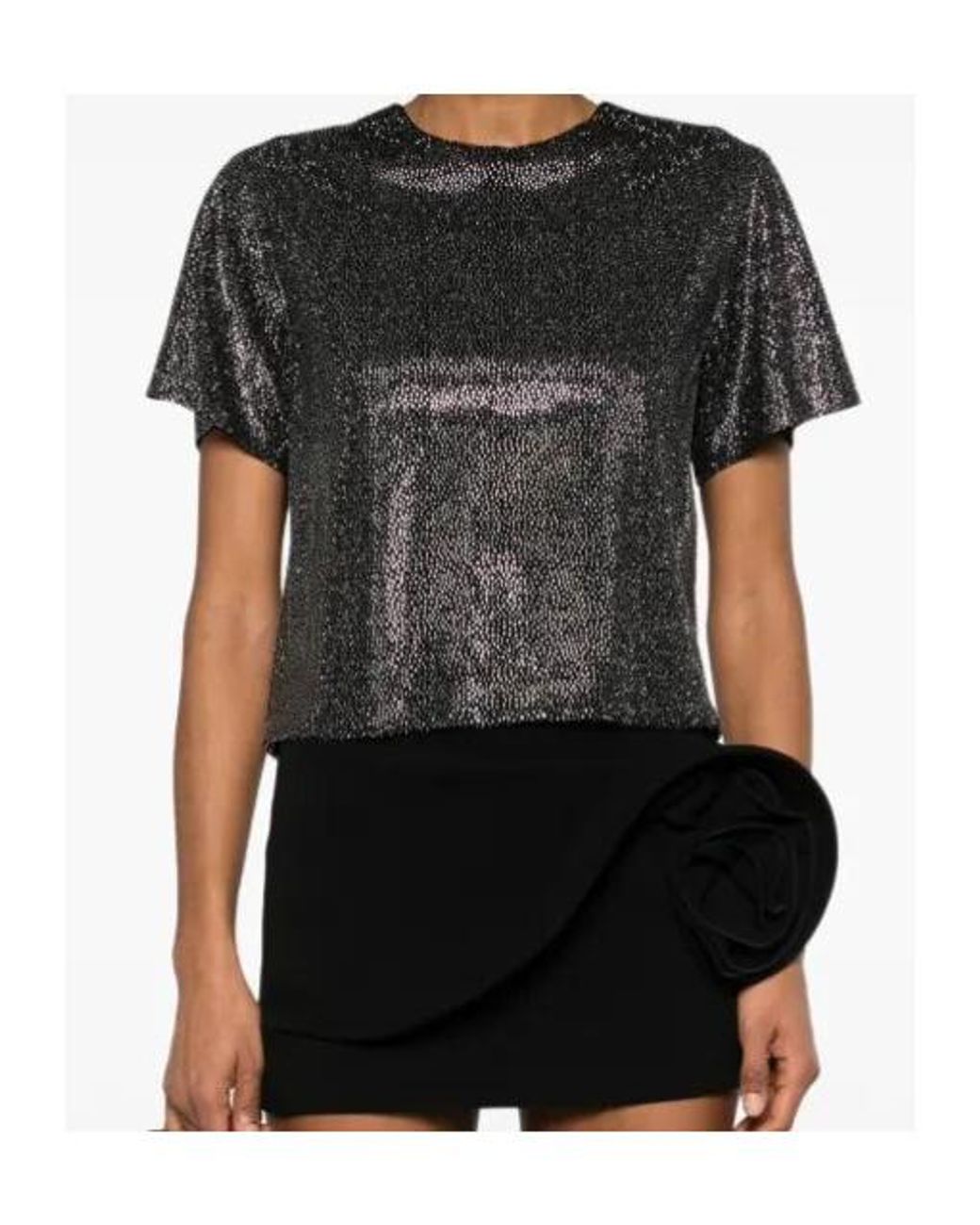 GIUSEPPE DI MORABITO Black Embellished Short Sleeve Top