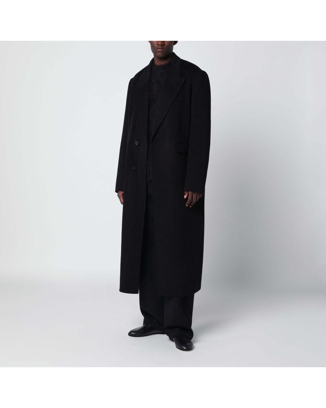 Séfr Black Cashmere Double-Breasted Coat for men