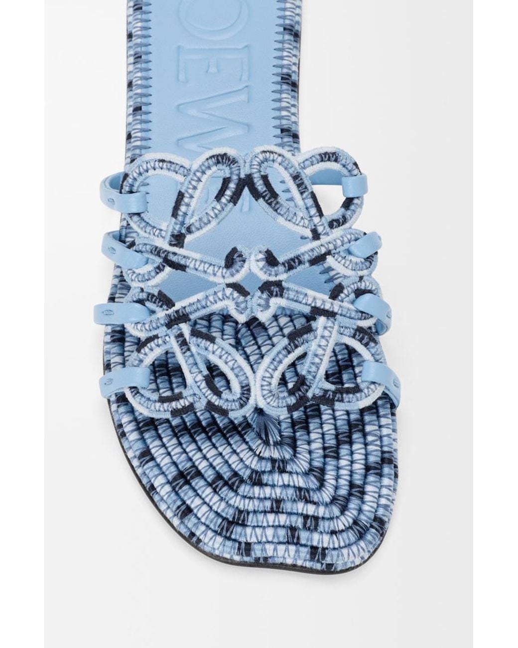 Loewe Blue Petal Anagram Embroidered Sandals