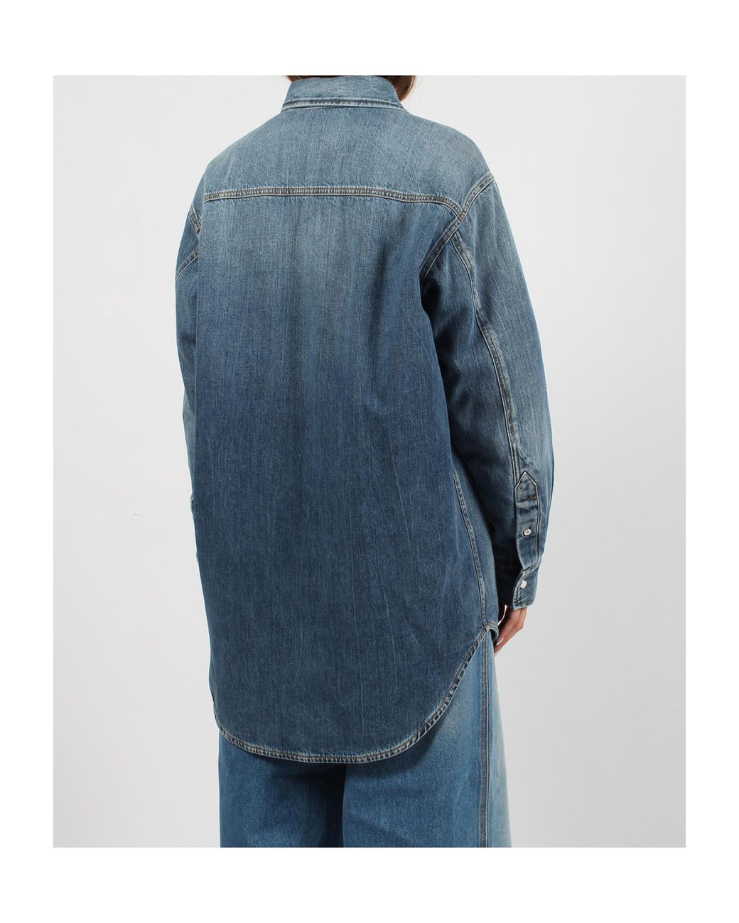 Gucci Blue Logo Plaque Collared Long-Sleeve Shirt
