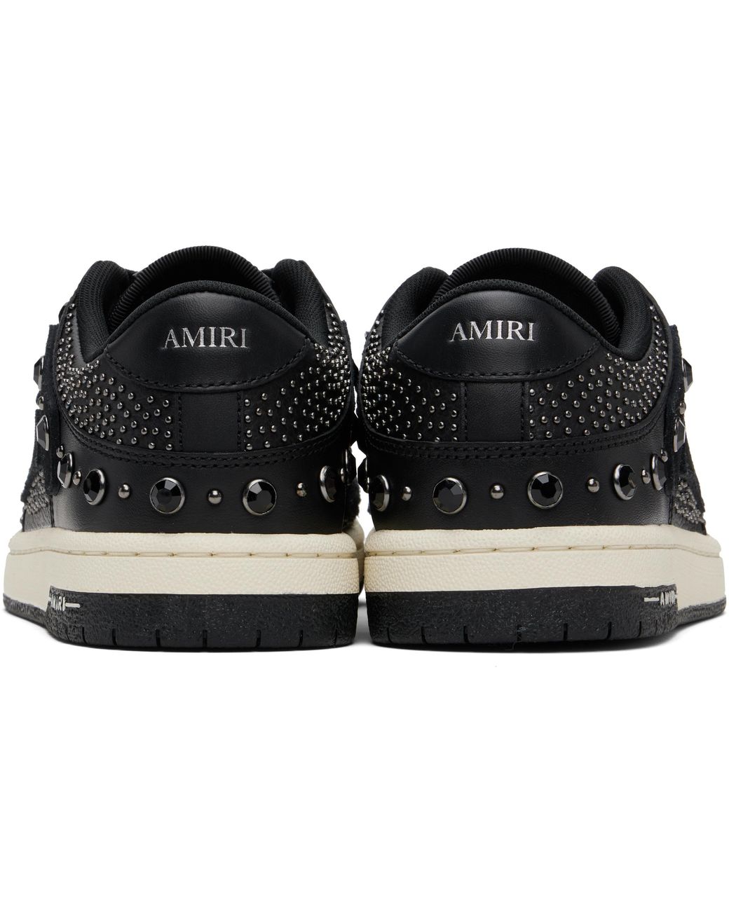 Amiri Black Crystal Studded Skel Top Low Sneakers for men