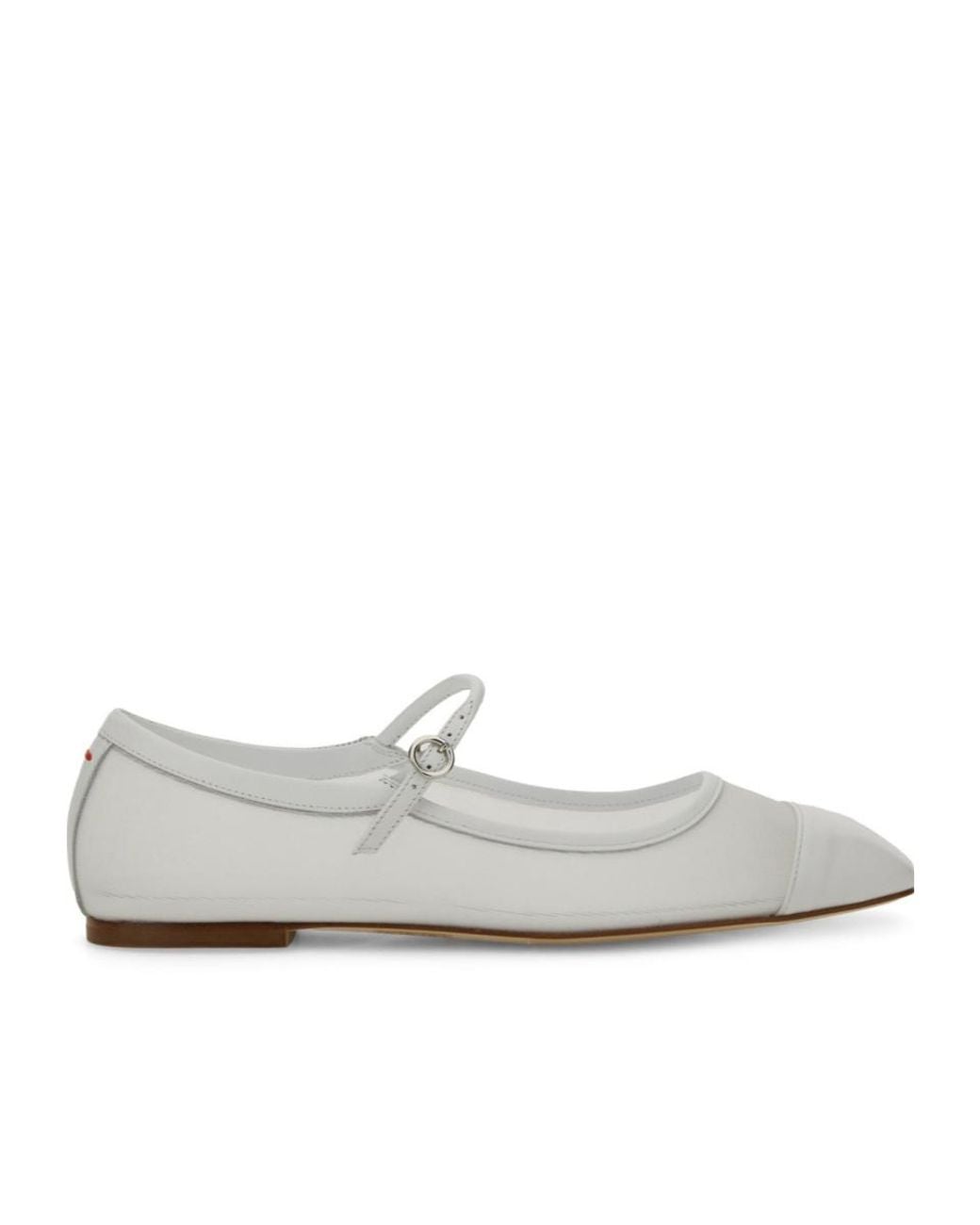 Aeyde White Uma Square Toe Mary Jane Flats