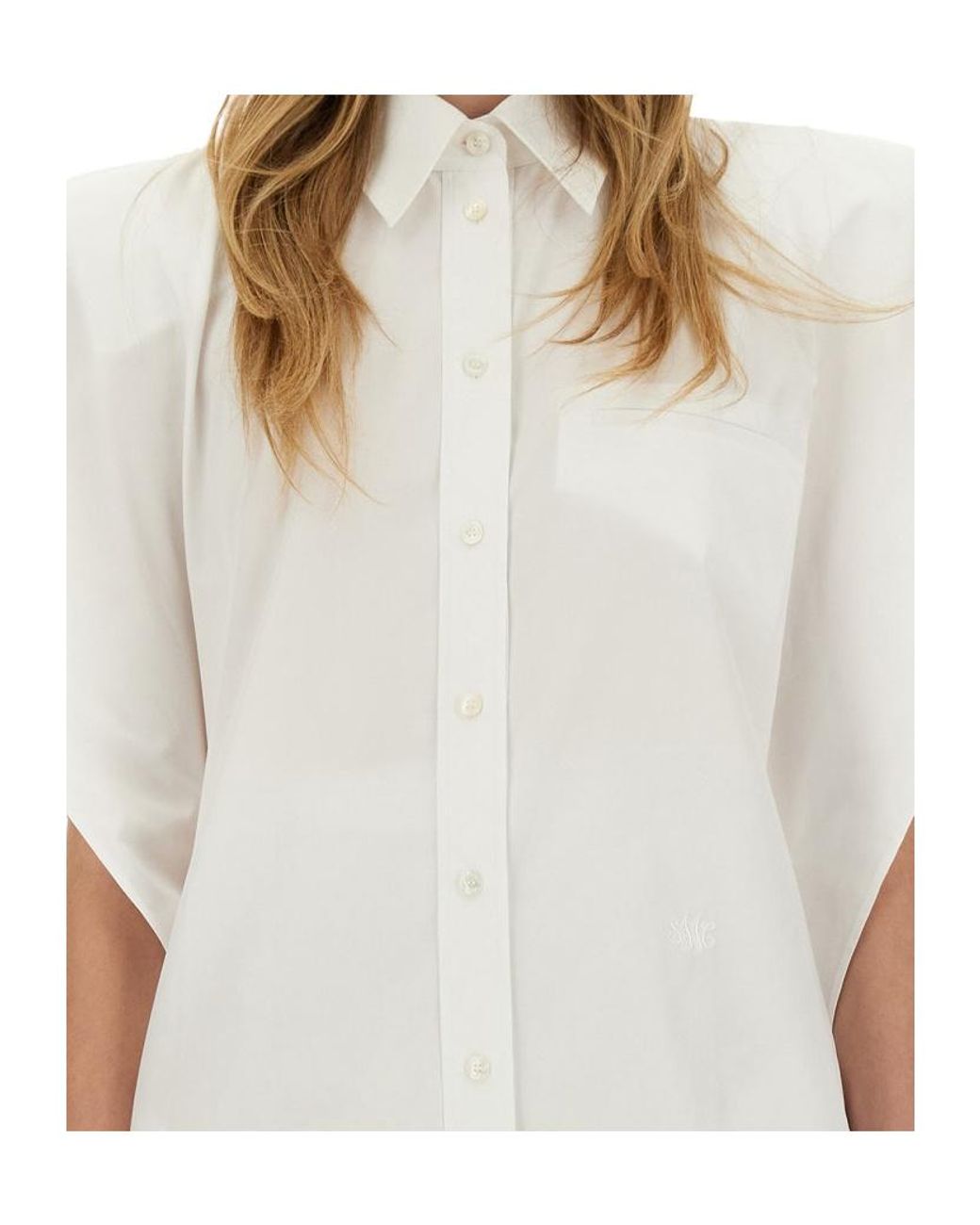 Stella McCartney White Short-Sleeved Mini Shirt Dress